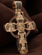 Крест из золота c эбеновым деревом