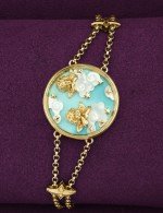 Браслет из лимонного золота c бирюзой и перламутром