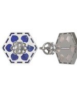 Серьги из белого золота c лазуритом и перламутром