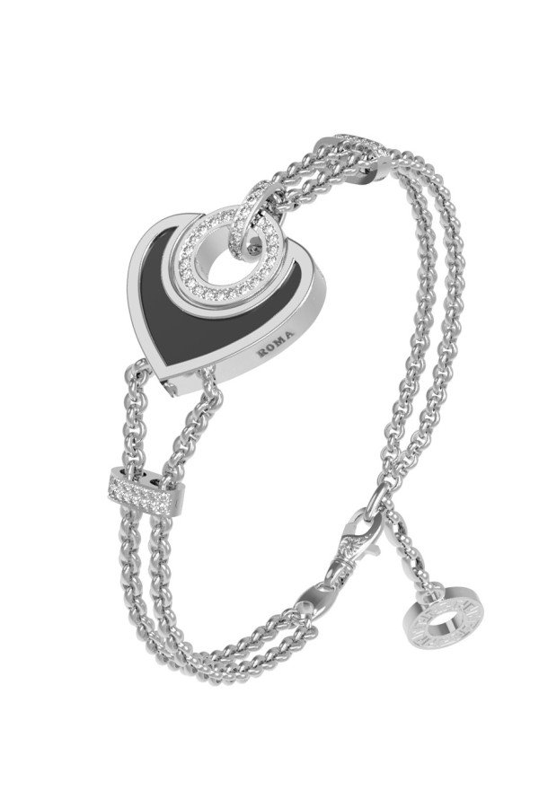 Браслет из белого золота c бриллиантами, ониксом и перламутром