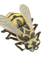 Брошь из лимонного золота c эмалью и фианитом