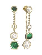 Серьги из лимонного золота c малахитом и перламутром