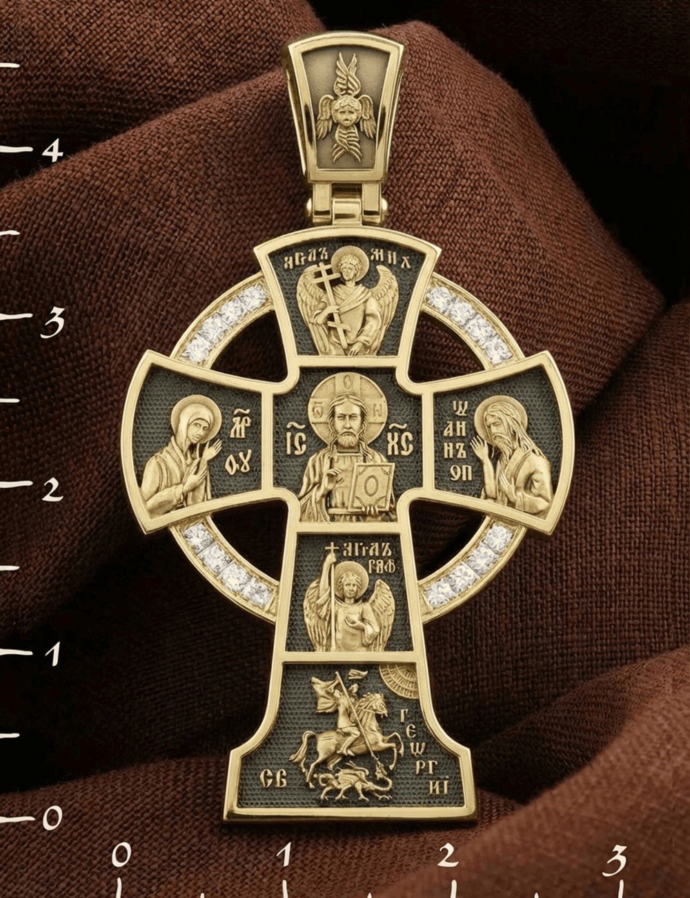 Крест из лимонного золота c бриллиантами