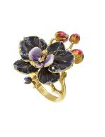 Кольцо из лимонного золота c эмалью