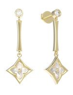 Серьги из лимонного золота c фианитом и перламутром