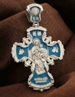 Крест из белого золота c эмалью и бриллиантами