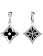 Подвеска из белого золота c бриллиантами и ониксом