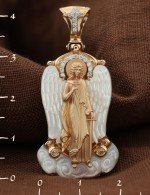 Образок из золота c бриллиантами и перламутром