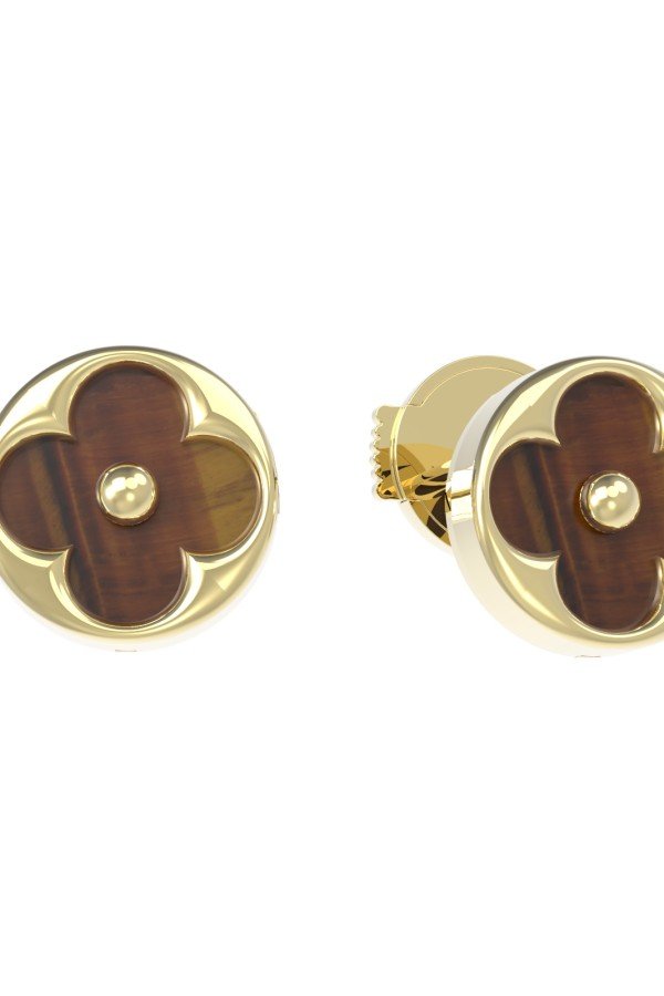 Серьги из лимонного золота c тигровым глазом