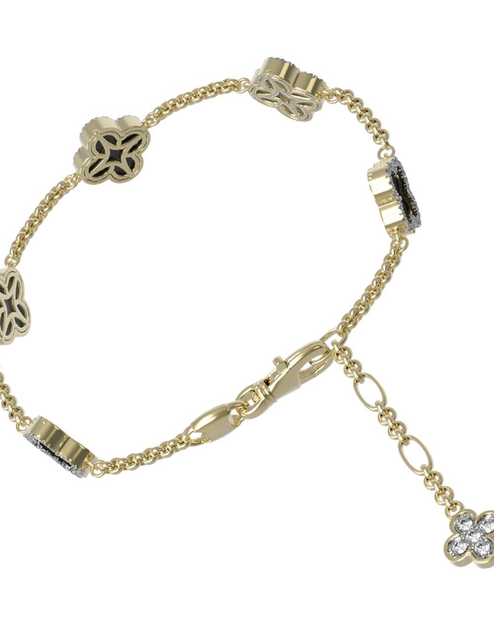 Браслет из лимонного золота c бриллиантами, ониксом и перламутром