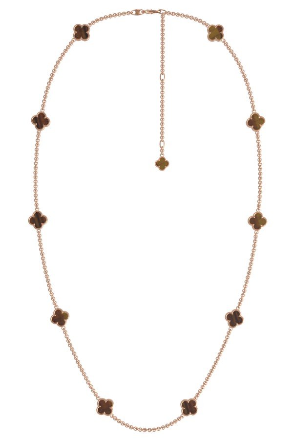 Колье из золота c тигровым глазом