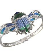 Браслет из белого золота c эмалью, фианитом, сапфиром и эмалью