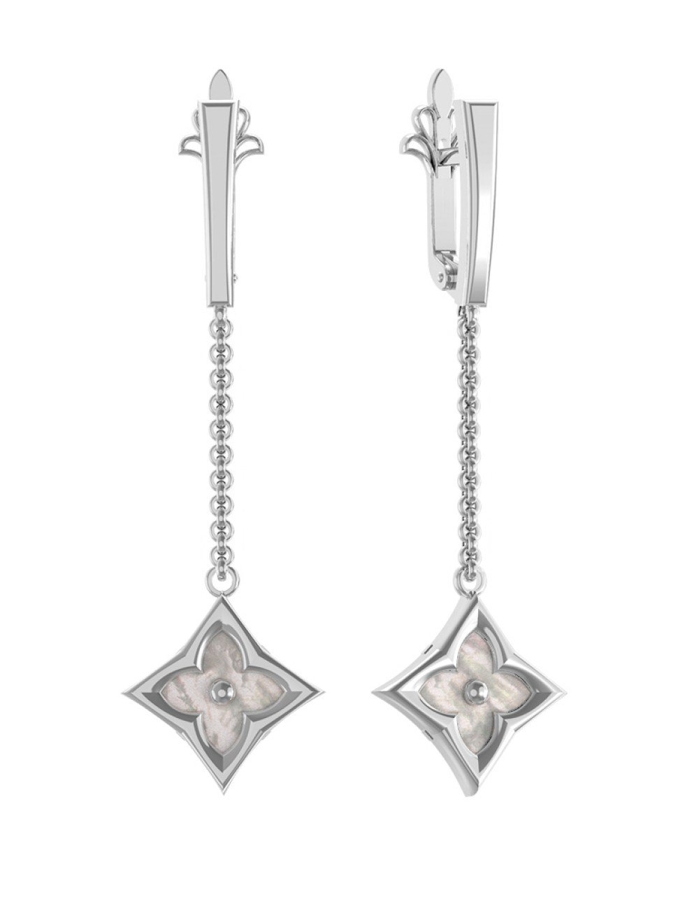 Серьги из белого золота c перламутром