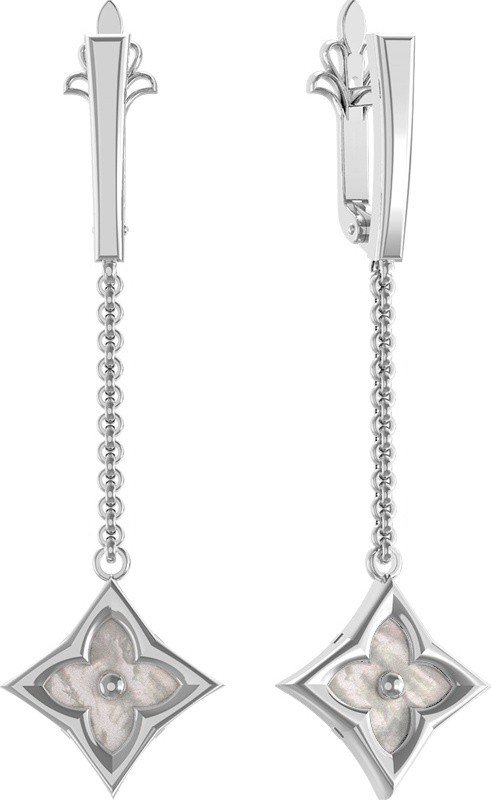 Серьги из белого золота c перламутром