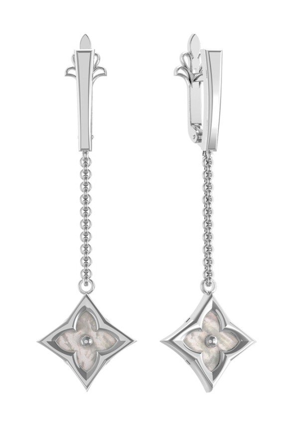 Серьги из белого золота c перламутром