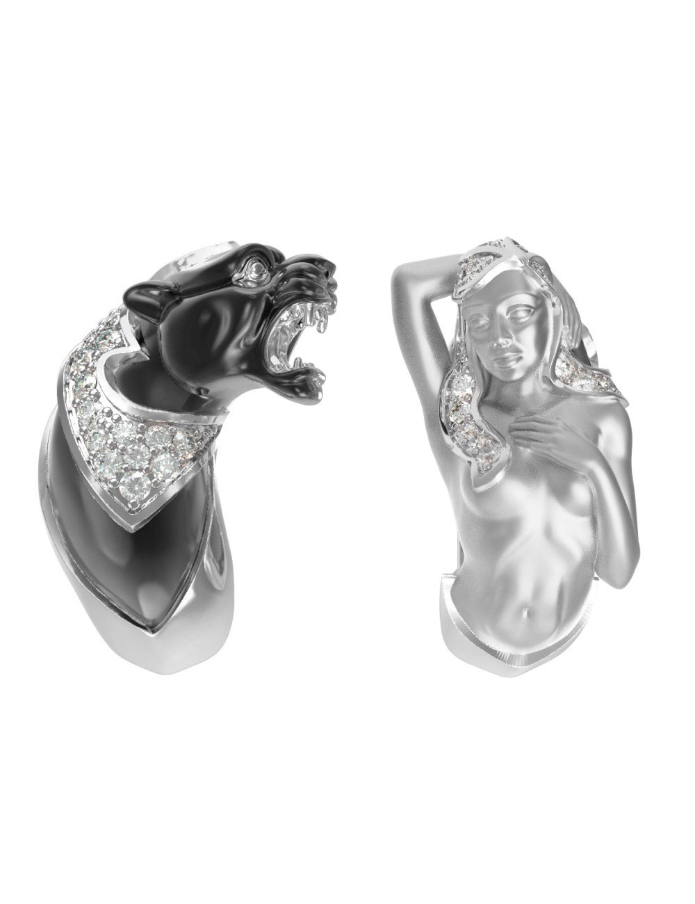 Серьги из белого золота c фианитом