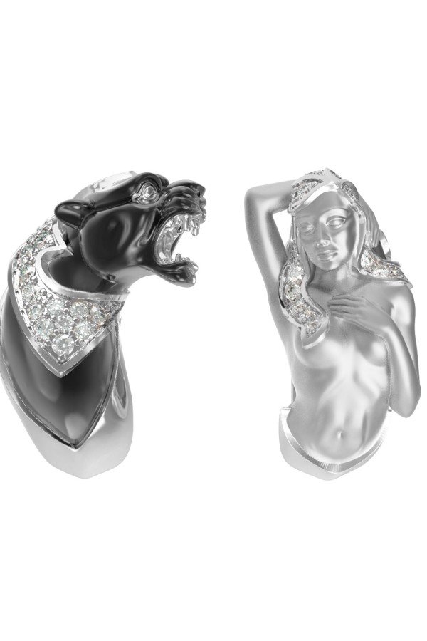 Серьги из белого золота c фианитом