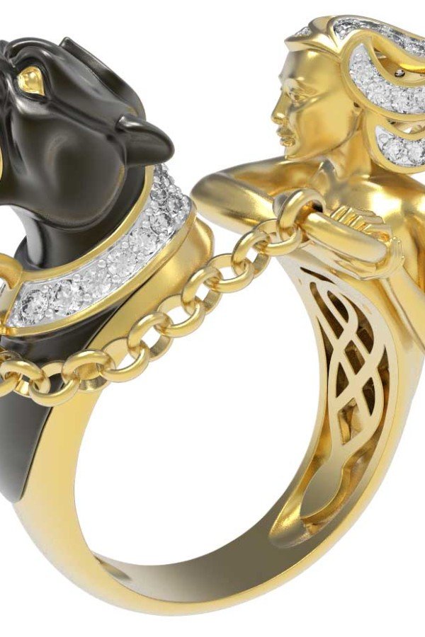 Кольцо из лимонного золота c фианитом