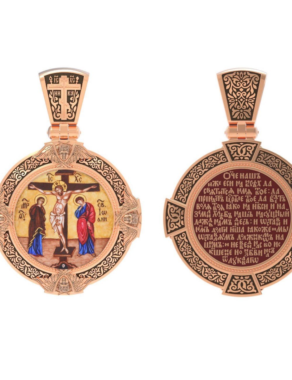 Образок из золота c эмалью и иконописью