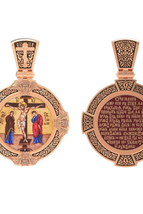 Образок из золота c эмалью и иконописью