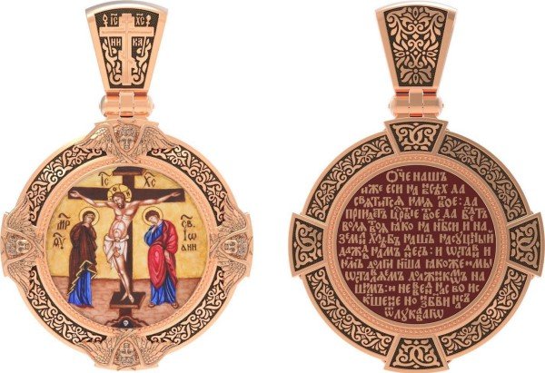 Образок из золота c эмалью и иконописью