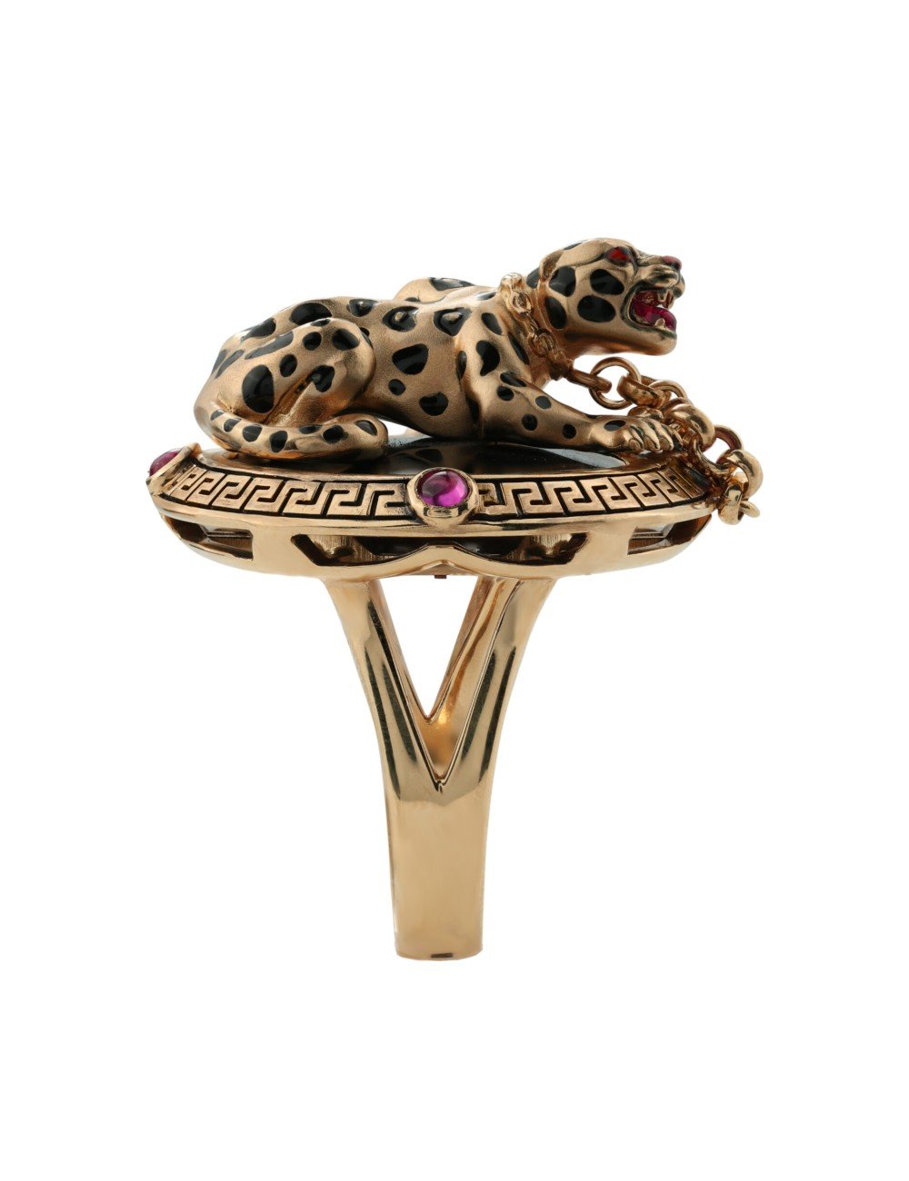 Кольцо из золота c эмалью, ониксом и рубином