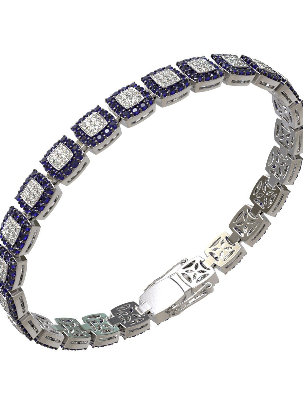 Браслет из белого золота c бриллиантами и сапфиром