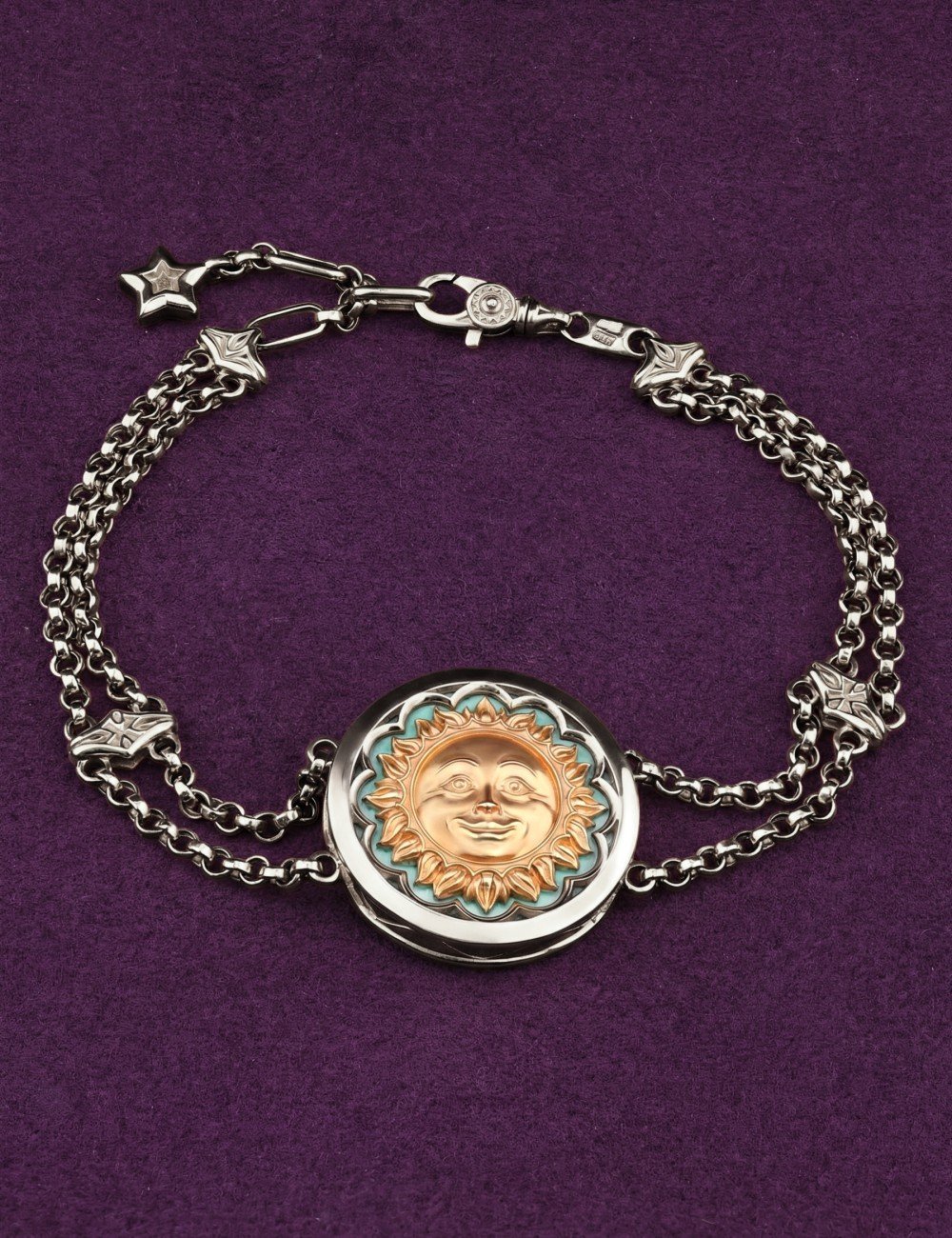 Браслет из белого золота c бирюзой и лазуритом