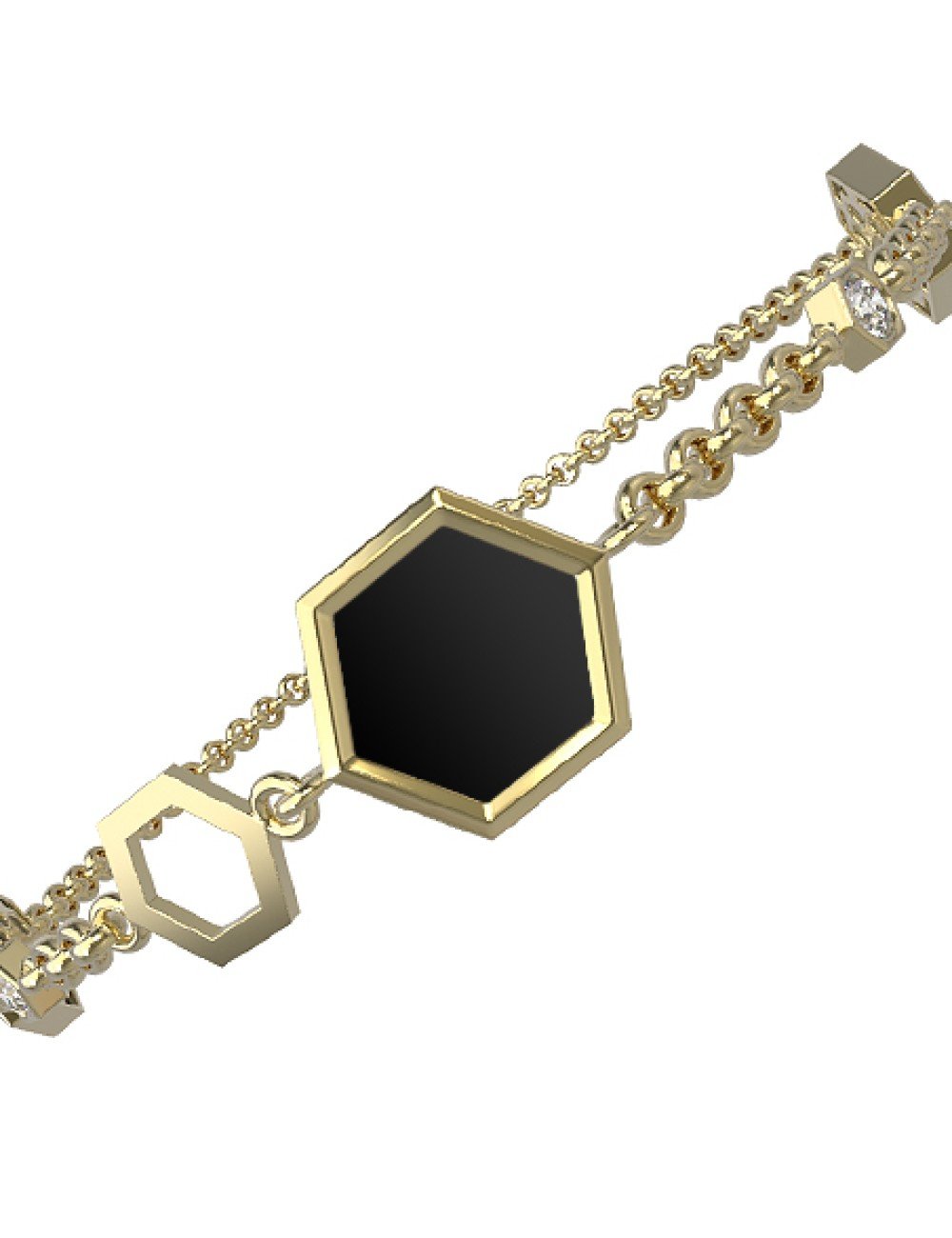 Браслет из лимонного золота c бриллиантами, ониксом и перламутром