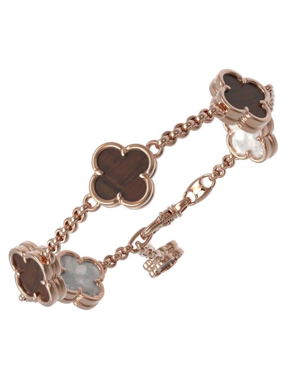 Браслет из золота c тигровым глазом и перламутром