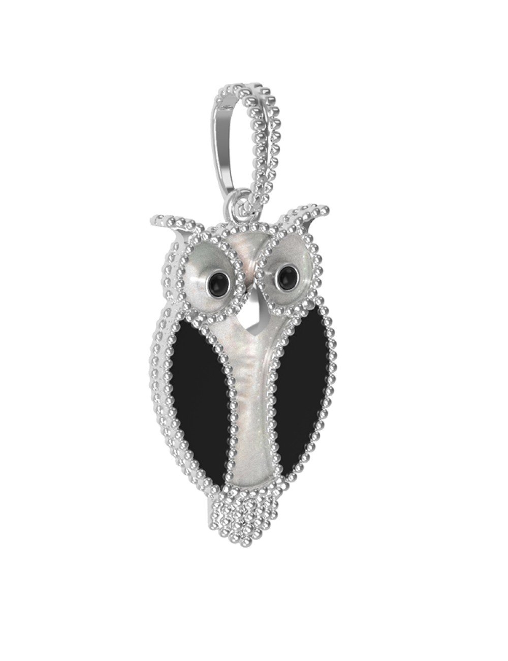 Подвеска из белого золота c эмалью, ониксом и перламутром