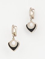 Серьги из белого золота c бриллиантами и ониксом