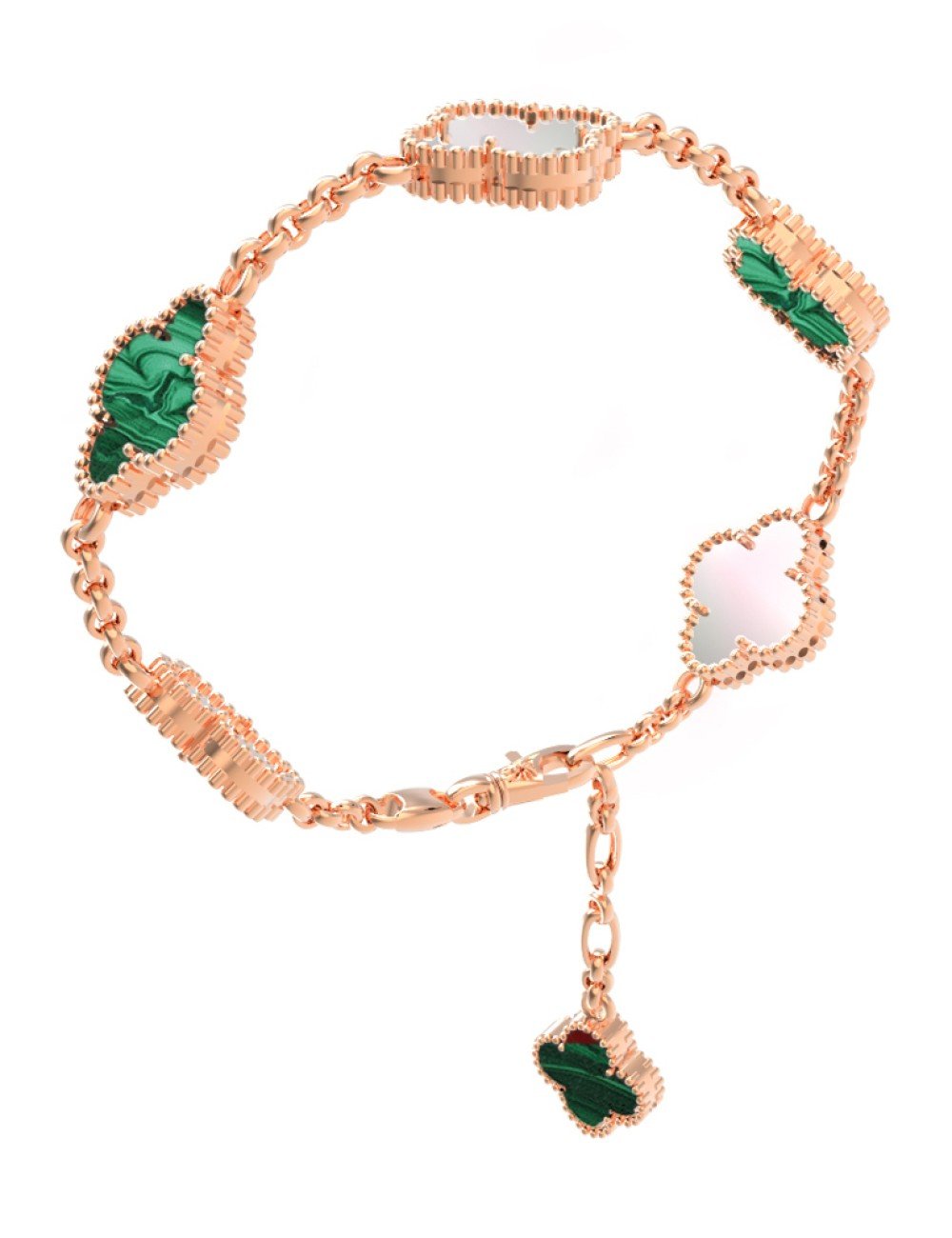 Браслет из золота c малахитом и перламутром