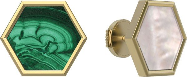 Серьги из лимонного золота c малахитом и перламутром