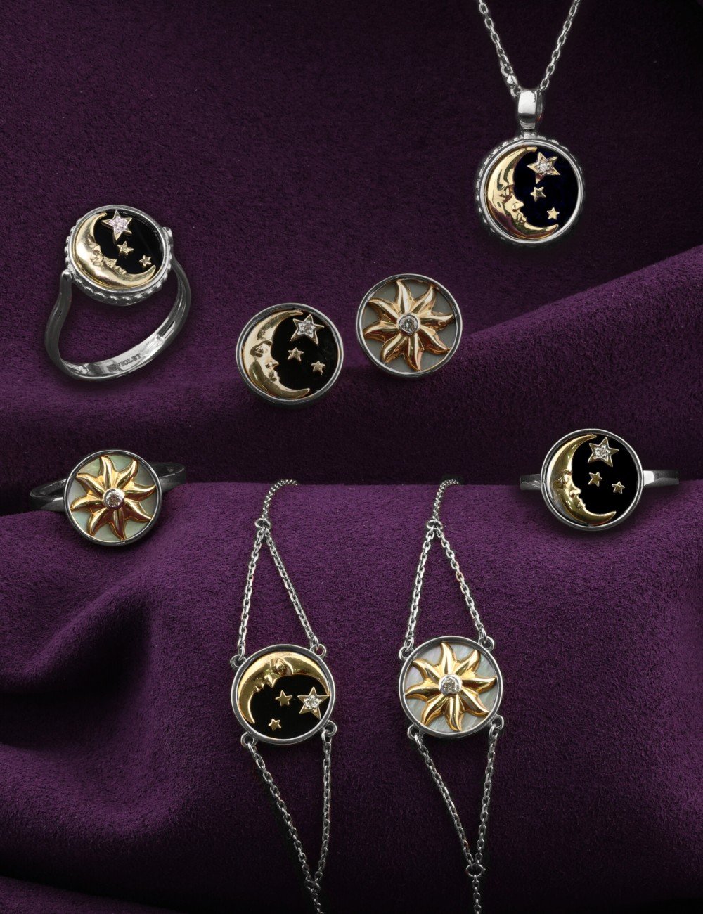 Кольцо из белого золота c бриллиантами и перламутром