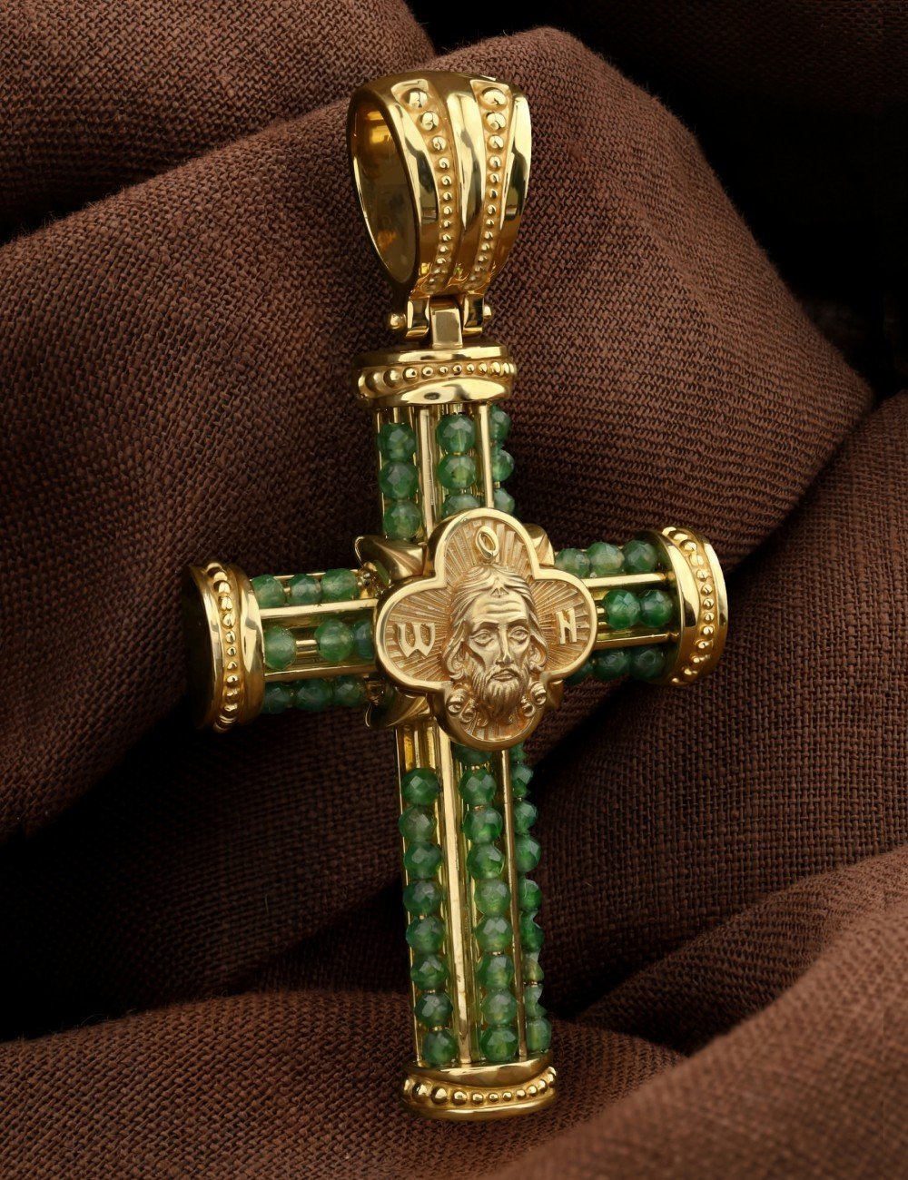 Крест из лимонного золота c хризопразом