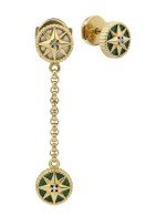 Серьги из лимонного золота c бриллиантами, малахитом и перламутром