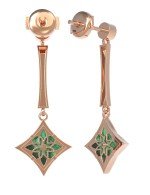 Серьги из золота c фианитом и малахитом