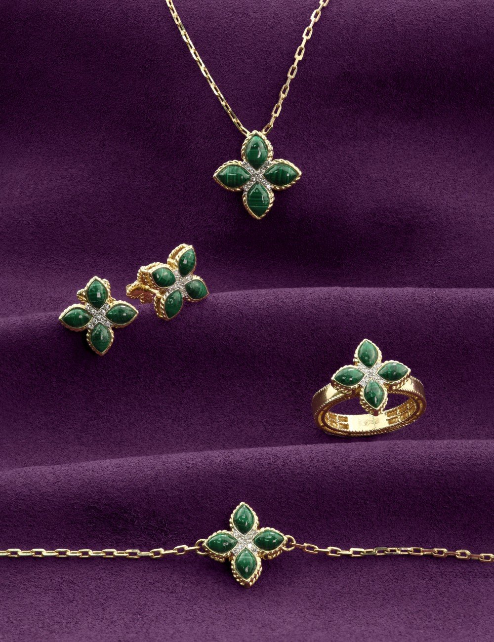 Браслет из лимонного золота c бриллиантами и малахитом