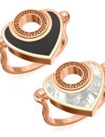 Кольцо из золота c ониксом и перламутром