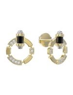 Серьги из лимонного золота c бриллиантами и ониксом