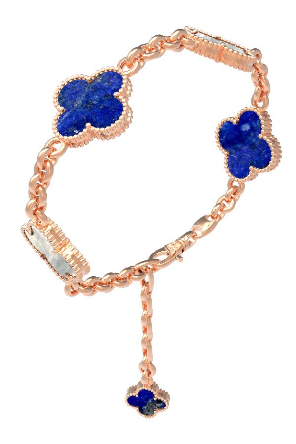 Браслет из золота c лазуритом и перламутром