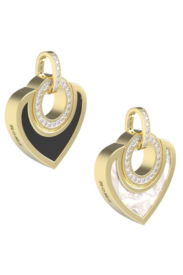 Подвеска из лимонного золота c бриллиантами, ониксом и перламутром