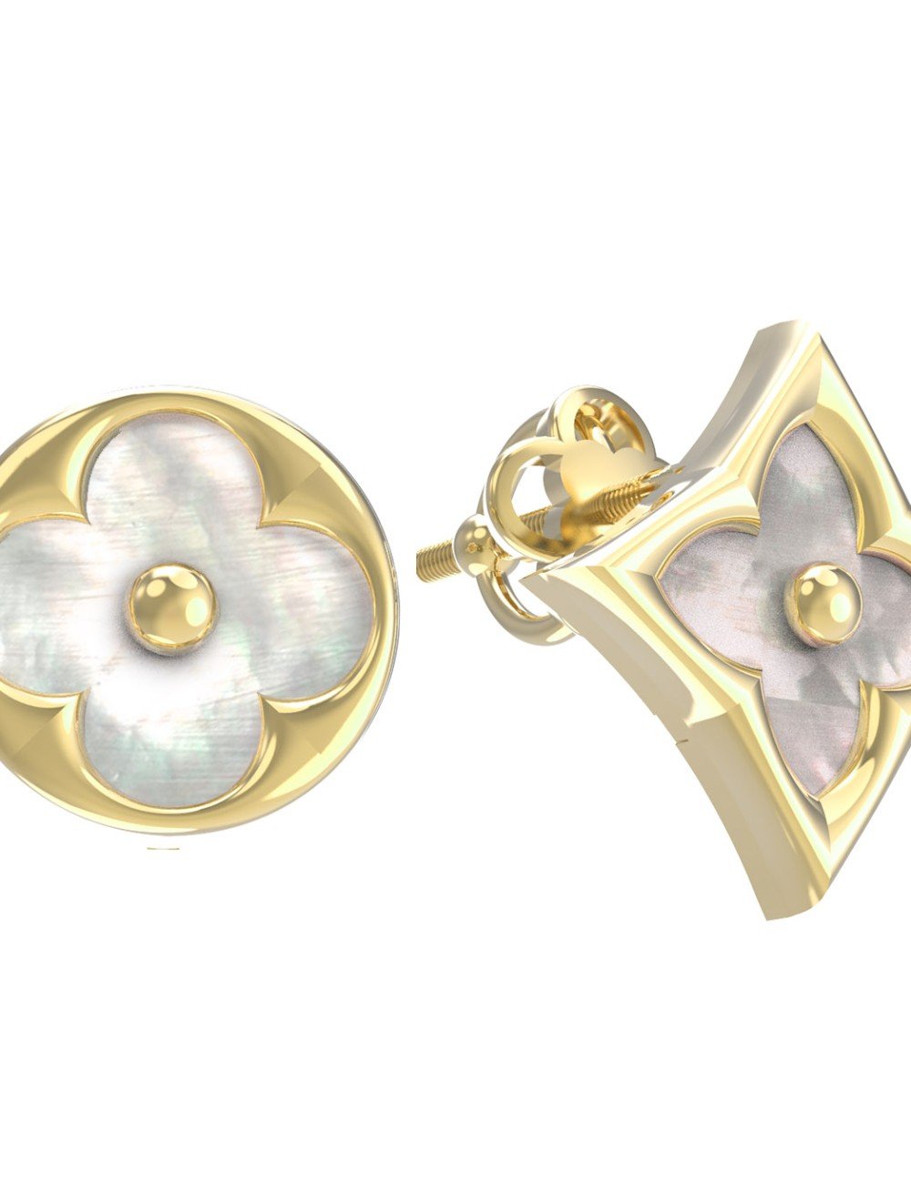 Серьги из лимонного золота c перламутром