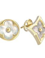 Серьги из лимонного золота c перламутром