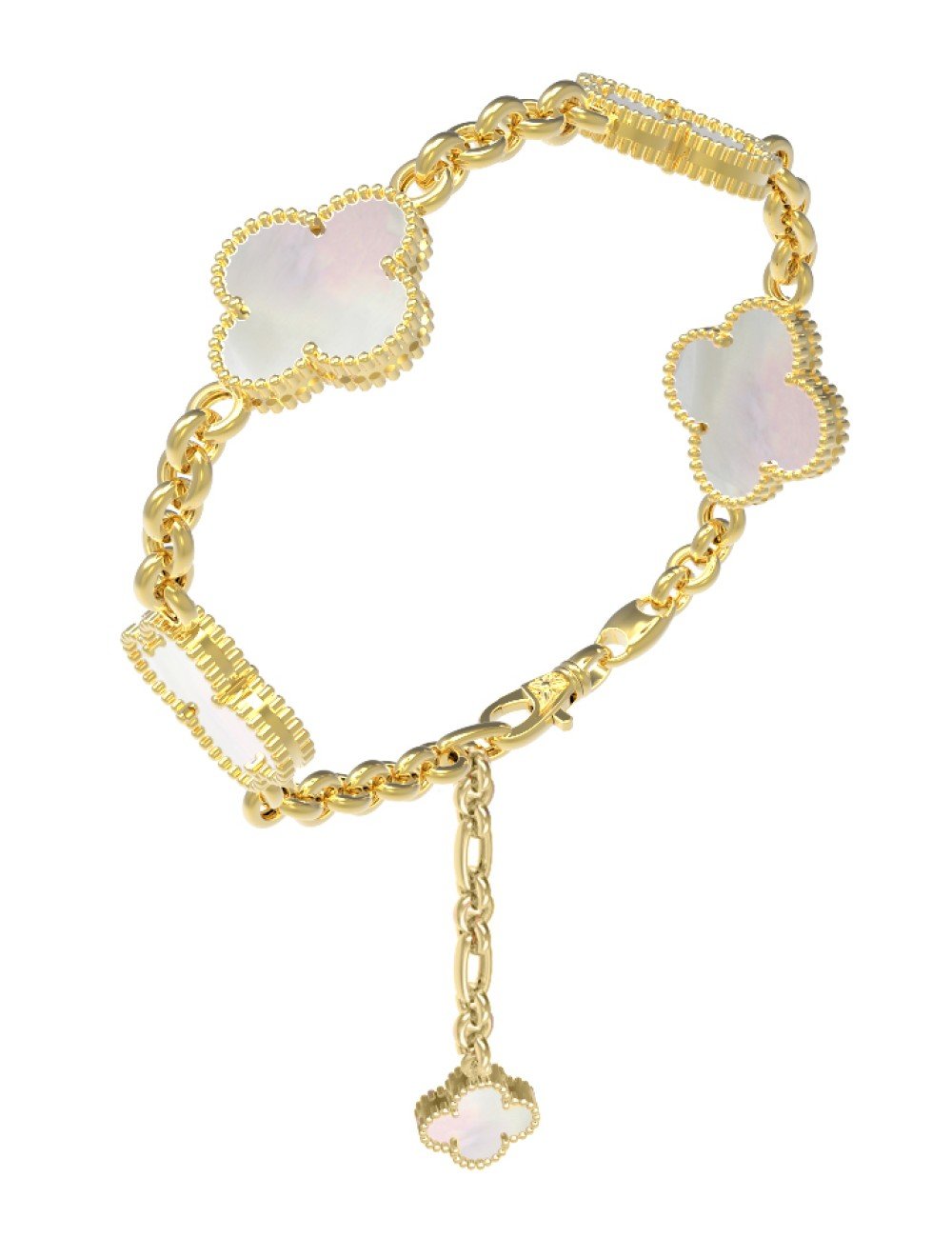 Браслет из лимонного золота c перламутром