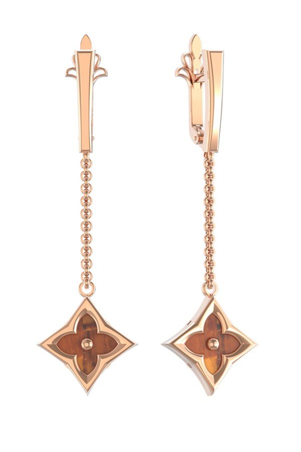 Серьги из золота c тигровым глазом