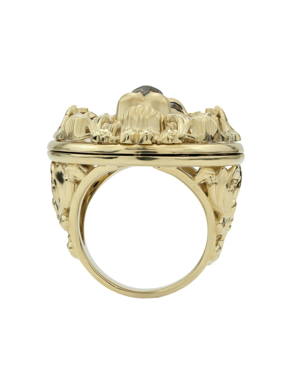 Кольцо из лимонного золота c эмалью и ониксом