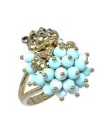 Кольцо из лимонного золота c эмалью и бирюзой