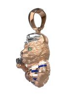 Подвеска из золота c эмалью, бриллиантами и рубином